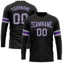 Загрузить изображение в средство просмотра галереи, Custom Black Gray-Purple Long Sleeve Performance T-Shirt
