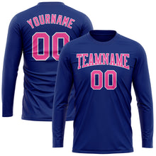 Charger l&#39;image dans la galerie, Custom Royal Pink-White Long Sleeve Performance T-Shirt
