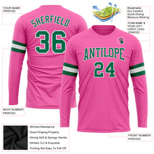 Load image into Gallery viewer, Custom Pink Kelly Green-White Long Sleeve Performance T-Shirt
