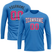 Load image into Gallery viewer, Custom Powder Blue Pink Black-White Long Sleeve Performance T-Shirt
