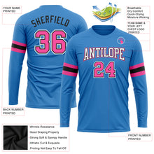 Laden Sie das Bild in den Galerie-Viewer, Custom Powder Blue Pink Black-White Long Sleeve Performance T-Shirt
