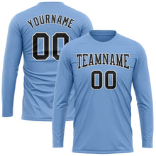 Load image into Gallery viewer, Custom Light Blue Black-White Long Sleeve Performance T-Shirt
