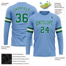 Загрузить изображение в средство просмотра галереи, Custom Light Blue Kelly Green-White Long Sleeve Performance T-Shirt
