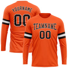Load image into Gallery viewer, Custom Orange Brown-White Long Sleeve Performance T-Shirt
