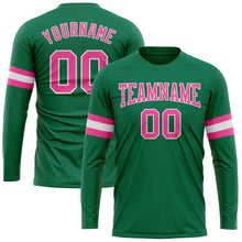 Charger l&#39;image dans la galerie, Custom Kelly Green Pink-White Long Sleeve Performance Salute To Service T-Shirt
