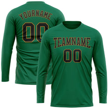 Charger l&#39;image dans la galerie, Custom Kelly Green Black-Old Gold Long Sleeve Performance Salute To Service T-Shirt
