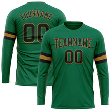 Charger l&#39;image dans la galerie, Custom Kelly Green Black-Old Gold Long Sleeve Performance Salute To Service T-Shirt
