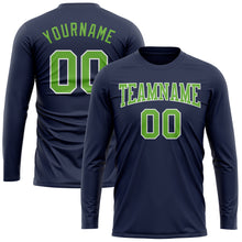 Загрузить изображение в средство просмотра галереи, Custom Navy Neon Green-White Long Sleeve Performance Salute To Service T-Shirt
