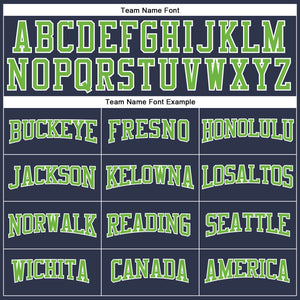 Custom Navy Neon Green-White Long Sleeve Performance Salute To Service T-Shirt
