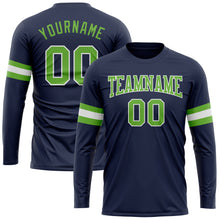 Загрузить изображение в средство просмотра галереи, Custom Navy Neon Green-White Long Sleeve Performance Salute To Service T-Shirt
