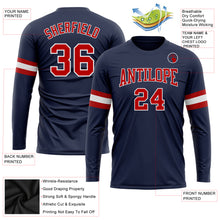 Laden Sie das Bild in den Galerie-Viewer, Custom Navy Red-White Long Sleeve Performance Salute To Service T-Shirt
