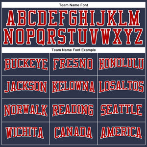Custom Navy Red-White Long Sleeve Performance Salute To Service T-Shirt