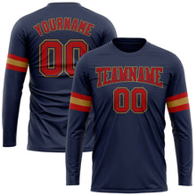 Загрузить изображение в средство просмотра галереи, Custom Navy Red-Old Gold Long Sleeve Performance Salute To Service T-Shirt

