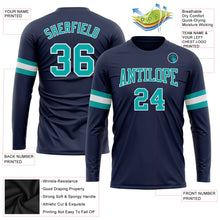 Загрузить изображение в средство просмотра галереи, Custom Navy Aqua-White Long Sleeve Performance Salute To Service T-Shirt
