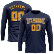 Загрузить изображение в средство просмотра галереи, Custom Navy Gold-White Long Sleeve Performance Salute To Service T-Shirt
