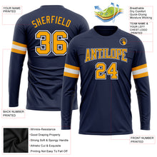 Загрузить изображение в средство просмотра галереи, Custom Navy Gold-White Long Sleeve Performance Salute To Service T-Shirt

