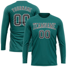 Charger l&#39;image dans la galerie, Custom Aqua Steel Gray-White Long Sleeve Performance T-Shirt
