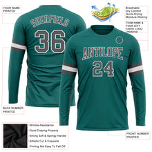 Charger l&#39;image dans la galerie, Custom Aqua Steel Gray-White Long Sleeve Performance T-Shirt
