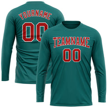 Charger l&#39;image dans la galerie, Custom Aqua Red-White Long Sleeve Performance T-Shirt
