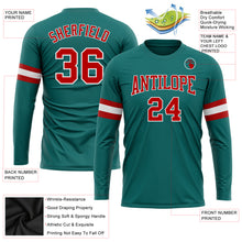 Charger l&#39;image dans la galerie, Custom Aqua Red-White Long Sleeve Performance T-Shirt
