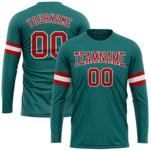 Charger l&#39;image dans la galerie, Custom Aqua Red-White Long Sleeve Performance T-Shirt
