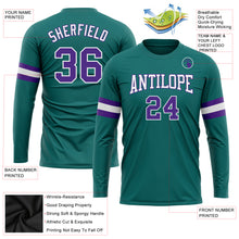 Charger l&#39;image dans la galerie, Custom Aqua Purple-White Long Sleeve Performance T-Shirt
