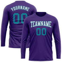 Laden Sie das Bild in den Galerie-Viewer, Custom Purple Teal-White Long Sleeve Performance T-Shirt
