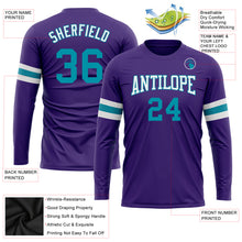 Laden Sie das Bild in den Galerie-Viewer, Custom Purple Teal-White Long Sleeve Performance T-Shirt
