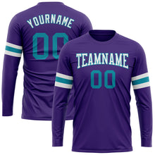 Laden Sie das Bild in den Galerie-Viewer, Custom Purple Teal-White Long Sleeve Performance T-Shirt
