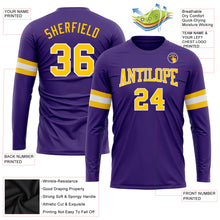 Laden Sie das Bild in den Galerie-Viewer, Custom Purple Gold-White Long Sleeve Performance T-Shirt
