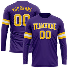 Laden Sie das Bild in den Galerie-Viewer, Custom Purple Gold-White Long Sleeve Performance T-Shirt
