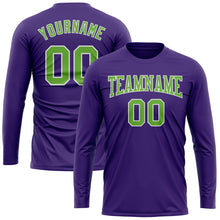 Laden Sie das Bild in den Galerie-Viewer, Custom Purple Neon Green-White Long Sleeve Performance T-Shirt
