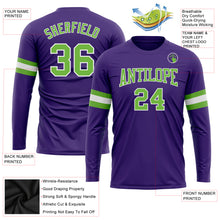Laden Sie das Bild in den Galerie-Viewer, Custom Purple Neon Green-White Long Sleeve Performance T-Shirt

