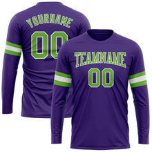 Laden Sie das Bild in den Galerie-Viewer, Custom Purple Neon Green-White Long Sleeve Performance T-Shirt

