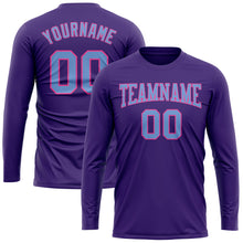 Laden Sie das Bild in den Galerie-Viewer, Custom Purple Light Blue-Pink Long Sleeve Performance T-Shirt

