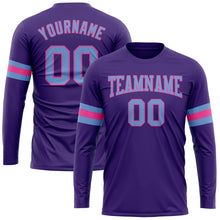 Laden Sie das Bild in den Galerie-Viewer, Custom Purple Light Blue-Pink Long Sleeve Performance T-Shirt
