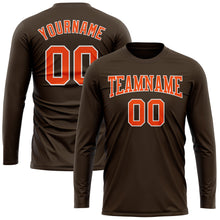 Load image into Gallery viewer, Custom Brown Orange-White Long Sleeve Performance T-Shirt
