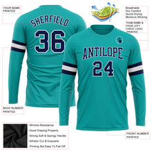 Charger l&#39;image dans la galerie, Custom Aqua Navy-White Long Sleeve Performance T-Shirt
