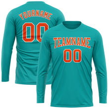 Загрузить изображение в средство просмотра галереи, Custom Aqua Orange-White Long Sleeve Performance T-Shirt
