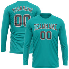 Charger l&#39;image dans la galerie, Custom Aqua Steel Gray-White Long Sleeve Performance T-Shirt
