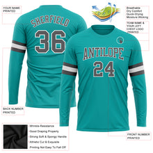 Charger l&#39;image dans la galerie, Custom Aqua Steel Gray-White Long Sleeve Performance T-Shirt
