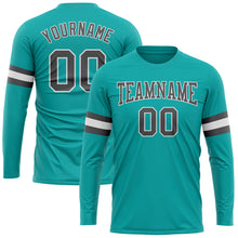 Charger l&#39;image dans la galerie, Custom Aqua Steel Gray-White Long Sleeve Performance T-Shirt
