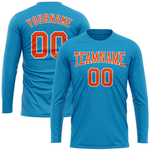 Load image into Gallery viewer, Custom Panther Blue Orange-White Long Sleeve Performance T-Shirt
