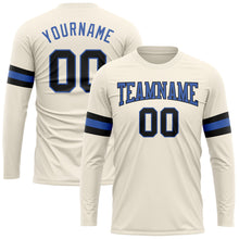 Загрузить изображение в средство просмотра галереи, Custom Cream Black-Blue Long Sleeve Performance T-Shirt
