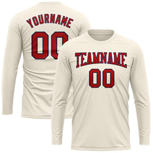 Charger l&#39;image dans la galerie, Custom Cream Red-Navy Long Sleeve Performance T-Shirt
