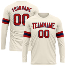 Charger l&#39;image dans la galerie, Custom Cream Red-Navy Long Sleeve Performance T-Shirt
