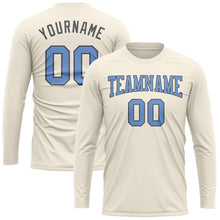 Laden Sie das Bild in den Galerie-Viewer, Custom Cream Light Blue-Steel Gray Long Sleeve Performance T-Shirt

