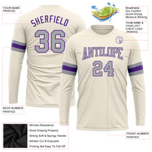 Load image into Gallery viewer, Custom Cream Gray-Purple Long Sleeve Performance T-Shirt
