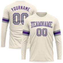 Charger l&#39;image dans la galerie, Custom Cream Gray-Purple Long Sleeve Performance T-Shirt
