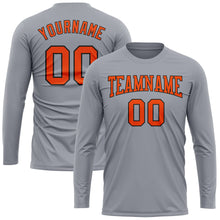 Загрузить изображение в средство просмотра галереи, Custom Gray Orange-Black Long Sleeve Performance T-Shirt
